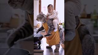 Cat Becomes Unexpected workingtime Buddy for Baby🥰cat kids catlover shorts [upl. by Euqina]