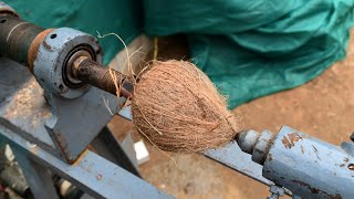 Woodturning  Coconut Transformation Impossible art [upl. by Nicoli]