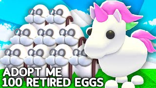 Hatching 100 Retired Eggs In Adopt Me [upl. by Aynotan]