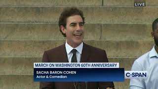 Sacha Baron Cohen marchonwashington  quotWhat hell is white Jewish comedian from England doing herequot [upl. by Hurlbut812]