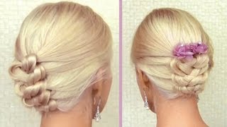 Knot braid tutorial for medium long hair Prom wedding updo Frisuren mit zöpfen mittel lange haare [upl. by Freud444]