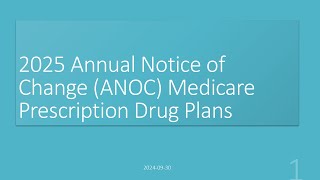 2025 Medicare Part D ANOC Explained 20240930 [upl. by Anirazc]