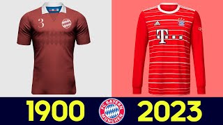 Die Entwicklung von Bayern Kit in der Geschichte  Alle BayernTrikots Von 1900 bis heute 202223 [upl. by Sirret256]