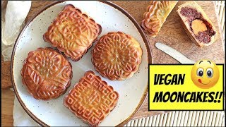 VEGAN MOONCAKES  LOTUS PASTE amp REDBEAN MIDAUTUMN FESTIVAL 中秋節莲蓉月餅 [upl. by Suelo]