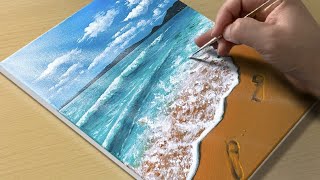 Easy Way to Paint a Beach Scene  Acrylic Painting for Beginners [upl. by Drucie]