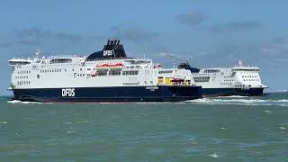 MV Côte des Flandres Meets MV Côte des Dunes off Calais 4724 [upl. by Ahsilra]