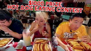 1000 PRIZE HOT DOG EATING CONTEST ft RockstarEater AsianAndyfilms  RainaisCrazy [upl. by Sileray]