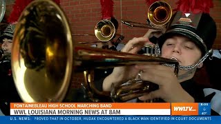 Fontainebleau High School marching band preps for Mardi Gras [upl. by Rodmur]