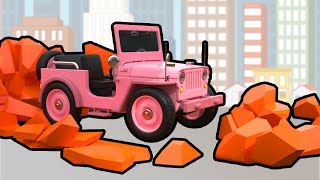 Street Vehicles Crash Concrete Blocks  Colorful Play for Kids [upl. by Hsiwhem]