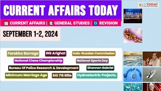 12 September 2024 Current Affairs Today Top MCQs with Static GK amp Detailed Revision by GKTODAY 🎯 [upl. by Eibrad]