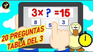 20 PREGUNTAS TABLA DEL 3 🌀 REPASO  EXAMEN  VIDEOS EDUCATIVOS PARA NIÑOS [upl. by Biancha]