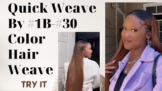 💇HOW TO Sleek Long Hair Quick Weave wLeave Out l Straight Natural Hair ElfinHair [upl. by Trautman]