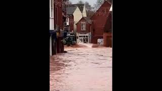 Tenbury Wells Flooding Tractor driver arrested after ploughing through flooded streets [upl. by Sirovaj858]