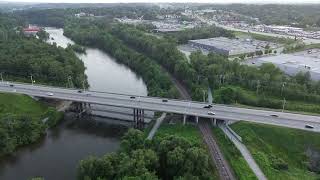 Fly by drone  Riviere Magog et Barrage Drummond Sherbrooke drone DJI mini3 [upl. by Nnaylime]