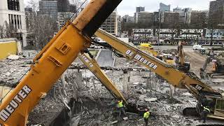 Bruxelles 31 janvier 2024 destruction du bâtiment KBC Avenue du port [upl. by Sirronal]