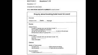 Enquiry About Booking Hotel Room For Event  IELTS Listening Module [upl. by Osnofedli]