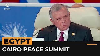 Jordan’s king condemns Gaza war crimes at Cairo Peace Summit  Al Jazeera Newsfeed [upl. by Roskes]