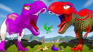 TRex vs NEW Triceratops vs Spinosaurus Dinosaurs Fighting Dino Color Pack Jurassic World Evolution [upl. by Enitsrik]