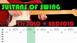 SULTANS OF SWING  Guitar lesson  1st solo  endsolo with tabs fast amp slow  Dire Straits [upl. by Ayiram984]