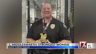 Wake Forest officer wins NC Strongest Woman contest [upl. by Ardith214]