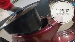 Vespa px how to remove the fuel tank [upl. by Ardnahsal151]