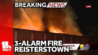 Firefighters battle 3alarm fire in Reisterstown [upl. by Maressa]