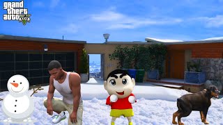 Shinchan and Franklin Get Stuck In Snow Tsunami In Gta 5 [upl. by Araht]