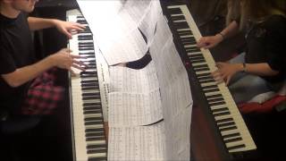 Lara and Kyle play BelleBonjour from Beauty and the Beast piano duet [upl. by Ettezel]