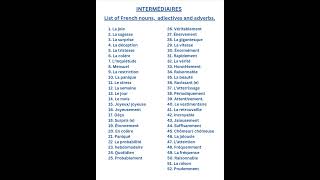 FRENCH NOUNS ADJECTIVES AND ADVERBS  INTERMEDIATE 🇫🇷 [upl. by Noirrad]