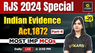 RJS 2024  Indian Evidence Act 1872 MCQs L29  Utkarsh Law Classes  Rekha Maam [upl. by Adekahs990]