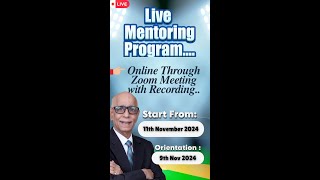 Live Mentoring Via Zoom screen sharing starting from Saturday 9th November 24 by Prakash Gaba [upl. by Orecul]