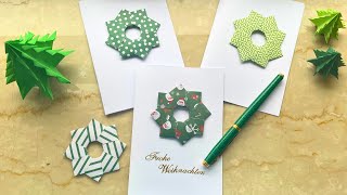 DIY Weihnachtskarte mit Origami Weihnachtsstern 🎄  Einfach Weihnachtskarten basteln [upl. by Iorgos]