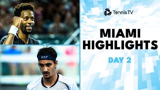 Monfils Faces Lajovic Sonego AugerAliassime In Action  Miami 2024 Day 2 HIghlights [upl. by Naoj825]