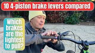 10 mtb brakes compared  lever actuation force to pull the best brakes are measured [upl. by Mort218]