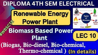 Biomass Biodiesel Biogas Power Plant  Renewable Energy Power Plant LEC 10Diploma 4th Sem EE [upl. by Nennerb]