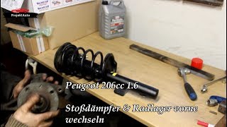 Peugeot 206cc 16  Stoßdämpfer und Radlager vorne wechseln [upl. by Eirena]