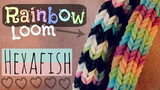 RAINBOW LOOM  HEXAFISH Bracelet  How To  6Pin Fishtail  Advanced  SoCraftastic [upl. by Damal]