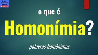 O que é HOMONÍMIA homonímia polissemia paronímia [upl. by Ahusoj]