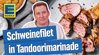 Schweinefilet in Tandoorimarinade  Grillidee mit Fleisch in Marinade [upl. by Lutim]