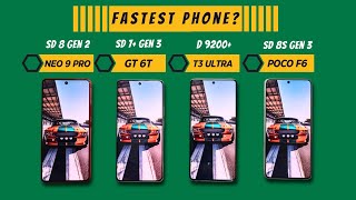 iQOO Neo 9 Pro vs Realme GT 6T vs VIVO T3 Ultra vs POCO F6 5G  SPEED TEST Comparison [upl. by Monte727]