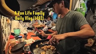 Van stealth camping and cooking in streets of LA  A Van Life Family Vlog [upl. by Dnalloh569]