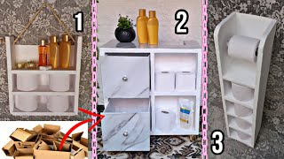 COMO FAZER 3 IDEIAS ðŸ’¡ GENIAIS DE NICHOS DECORATIVO PARA BANHEIRO FEITOS DE PAPELÃƒO ideiascompapelao [upl. by Nyltiak]