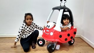 Ladybird Cozy Coupe Ride On  Surprise Toy Unboxing amp Playtime Ladybug Kids Fun Little Tikes [upl. by Mainis]