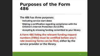 E rate Invoicing Part 1 Funding Commitments Form 486 and PostCommitment Changes [upl. by Yreffej]