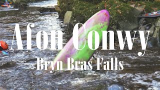 Afon Conwy kayaking  Bryn Bras falls [upl. by Ahsyekal]