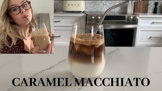 How to make a starbucks iced Caramel Macchiato at home [upl. by Oulman226]