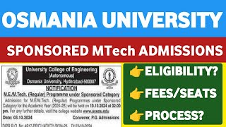 OSMANIA UNIVERSITY MTech Sponsored Category Admission NotificationStudentUpdates247 [upl. by Nosrej]