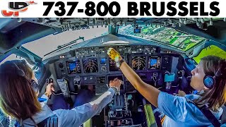 Piloting the Boeing 737800 out of Brussels  Cockpit Views [upl. by Anaehs]