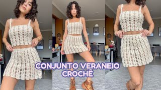 CONJUNTO VERANEIO  PAP CROCHET Tutorial  Passo a passo [upl. by Alleen617]