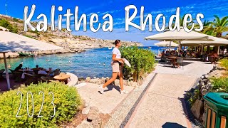 Rhodes Greece  Kalithea Rhodes walking tour 4k drone shots Rodos Greece 2023 [upl. by Adnwahsal]